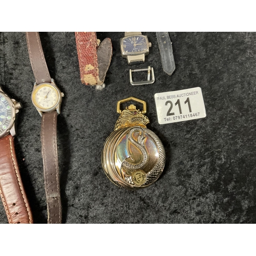 211 - 4 WRIST WATCHES AND MODERN POCKET WATCH H