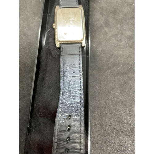 214 - AVANTINO SILVER WRIST WATCH ON LEATHER STRAP