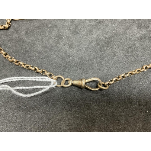 219 - YELLOW METAL FANCY LINK CHAIN WITH 12CT GOLD SWIVEL