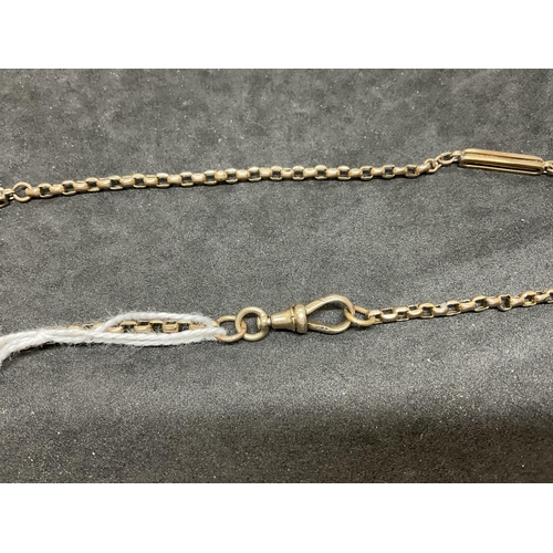 219 - YELLOW METAL FANCY LINK CHAIN WITH 12CT GOLD SWIVEL