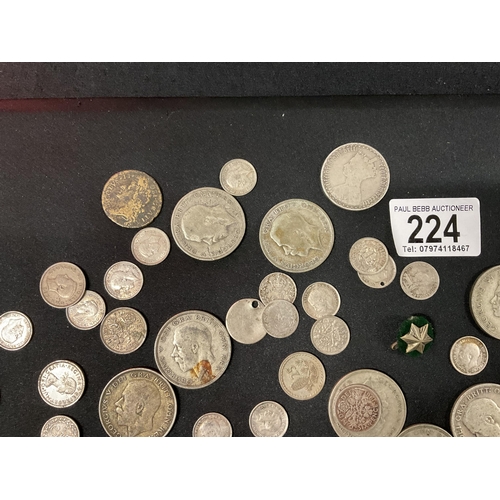 224 - COLLECTION OF SILVER AND CUPRO COINS