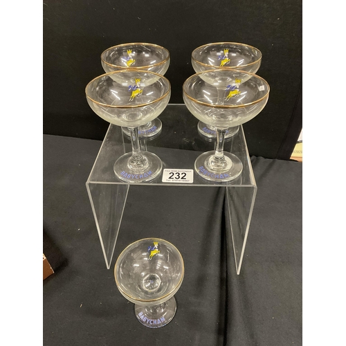 232 - 5 BABYCHAM GLASSES