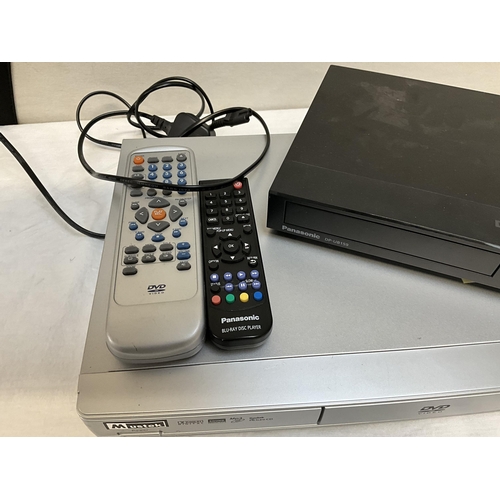 16 - PANASONIC BLUERAY PLAYER WITH REMOTE CONTROL - NO POWER LEAD AND A MUSTEK DVD PLAYER WITH REMOTE CON... 