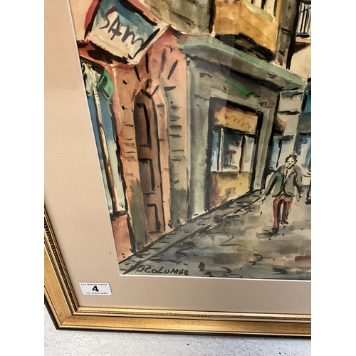 4 - MODERN FRAMED STREET SCENE WATER COLOUR SIGNED H COLOMER 24