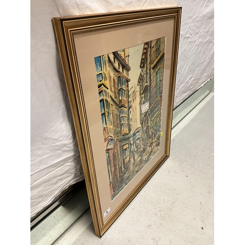 4 - MODERN FRAMED STREET SCENE WATER COLOUR SIGNED H COLOMER 24