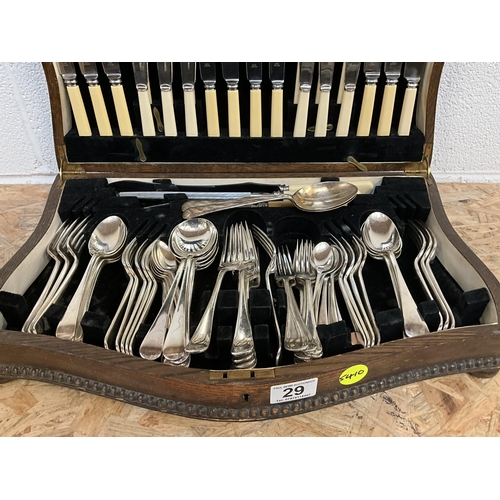 29 - VINTAGE OAK CANTEEN OF CUTLERY A/F