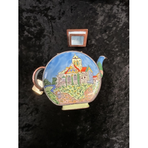 30 - LTD EDITION CHARLOTTE DI VITA CASED COLLECTORS ENAMEL TEA POT WITH CERTIFICATE NO 049 AND 6 GERMAN C... 