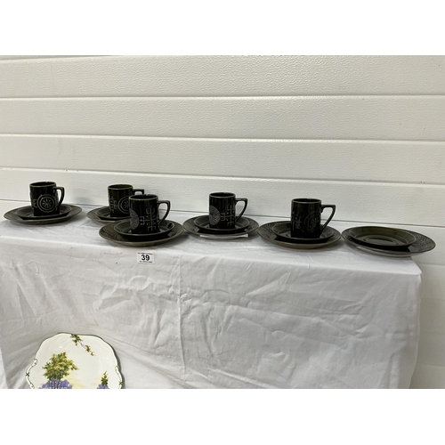 39 - BOX OF CHINA TO INCLUDE AYNSLEY SANDWICH SET, NORITAKI TEA SET AND PORTMERION COFFEE SET ETC