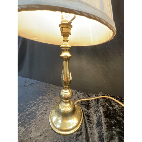 47 - BRASS TABLE LAMP COMPLETE WITH SHADE AND AN ONYX EXAMPLE  H20