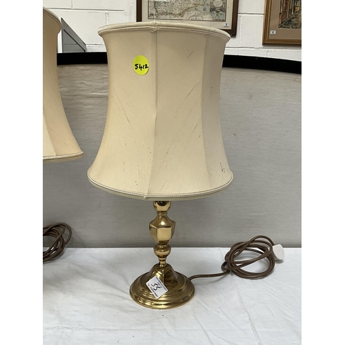 55 - PAIR OF BRASS TABLE LAMPS COMPLETE WITH SHADES