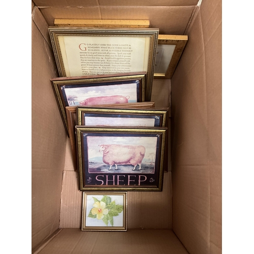 64 - BOX OF FRAMED ARCHITECTURAL THEMED PICTURES