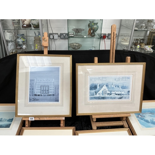 64 - BOX OF FRAMED ARCHITECTURAL THEMED PICTURES