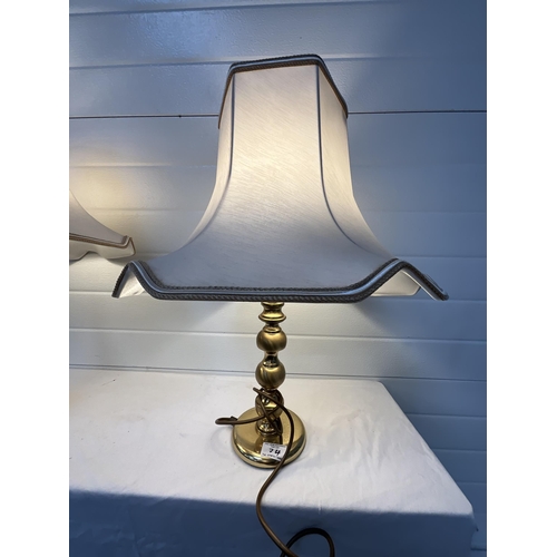 74 - PAIR OF BRASS TABLE LAMPS COMPLETE WITH SHADES H24