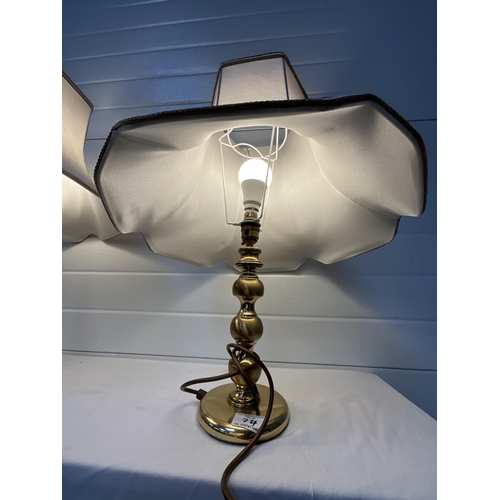 74 - PAIR OF BRASS TABLE LAMPS COMPLETE WITH SHADES H24