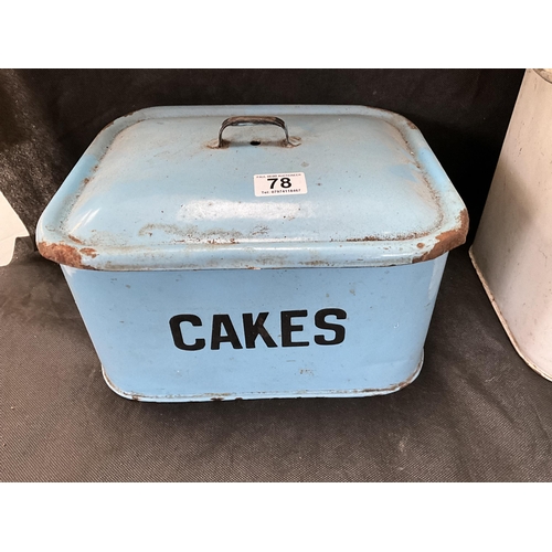 78 - VINTAGE ENAMEL BREAD AND CAKE TINS AND 2 CHAMBER POTS