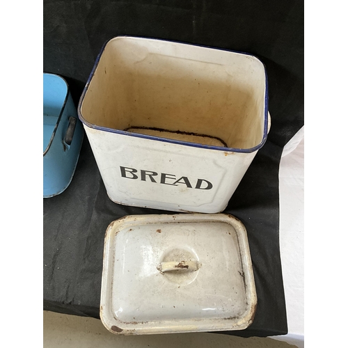 78 - VINTAGE ENAMEL BREAD AND CAKE TINS AND 2 CHAMBER POTS