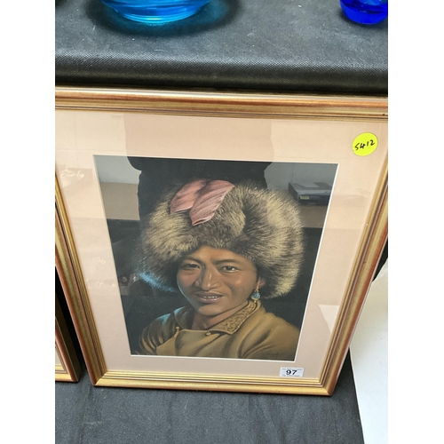 97 - 2 FRAMED NEPAL SHERPA PORTRAITS 20