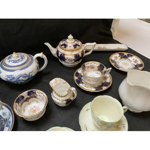 99 - BOX OF VICTORIAN AND LATER  CHINA TO INCLUDE BAT WING COALPORT, PARAGON, ROYAL CROWN DERBY ETC