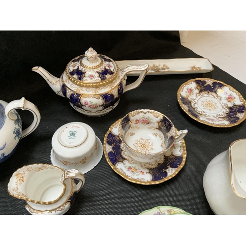 99 - BOX OF VICTORIAN AND LATER  CHINA TO INCLUDE BAT WING COALPORT, PARAGON, ROYAL CROWN DERBY ETC