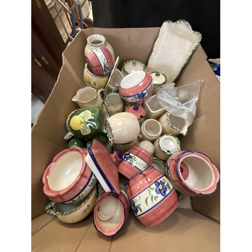 103 - 2 BOXES AND A CRATE OF PORTUGESE POTTERY