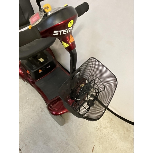 123 - PEARL 4 WHEEL SCOOTER COMPLETE WITH CHARGER AND INSTRUCTIONS TO INCLUDE KEYS - NEEDS NEW BATTERY