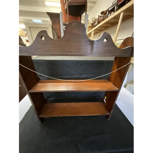 125 - EDWARDIAN MAHOGANY 3 TIER WALL SHELVES H28