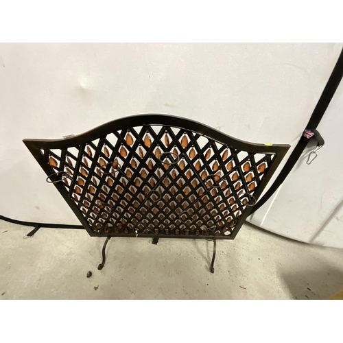 133 - MODERN FIRE SCREEN AND AN UPHOLSTERED FOOTSTOOL