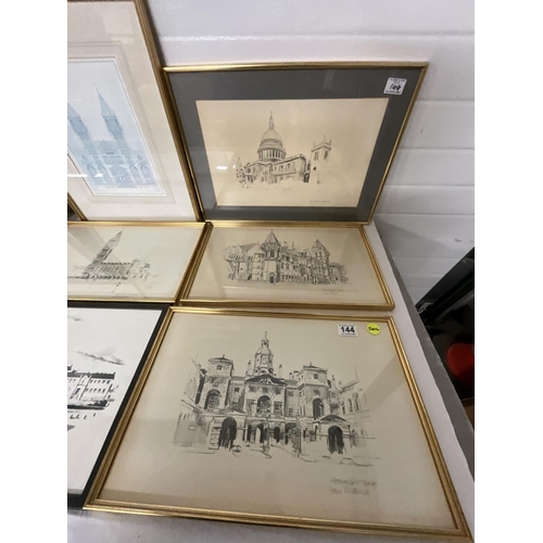 144 - QTY OF GILT FRAMED ARCHITECTURAL PRINTS - 15