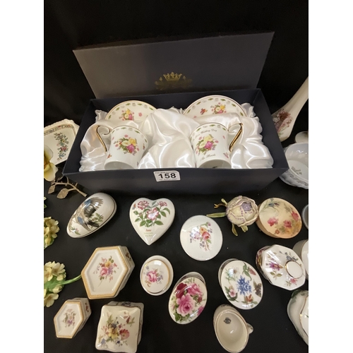 158 - BOX OF TRINKET BOXES TO INCLUDE COALPORT, WEDGEWOOD ETC