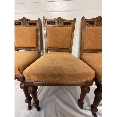 160 - 4 VICTORIAN UPHOLSTERED DINING CHAIRS