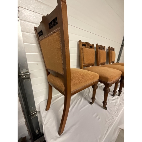 160 - 4 VICTORIAN UPHOLSTERED DINING CHAIRS