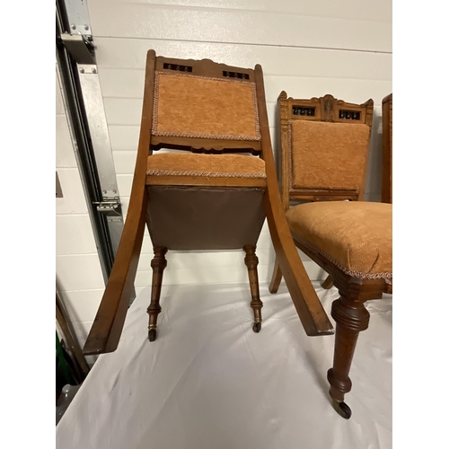 160 - 4 VICTORIAN UPHOLSTERED DINING CHAIRS