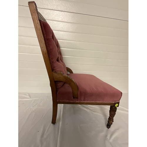 161 - EDWARDIAN MAHOGANY UPHOLSTERED BEDROOM CHAIR