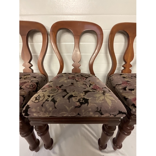 162 - 4 VICTORIAN MAHOGANY DINING CHAIRS WITH UPHOLSTERED SEATS