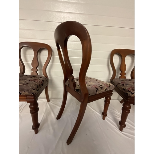 162 - 4 VICTORIAN MAHOGANY DINING CHAIRS WITH UPHOLSTERED SEATS