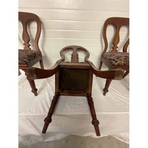 162 - 4 VICTORIAN MAHOGANY DINING CHAIRS WITH UPHOLSTERED SEATS