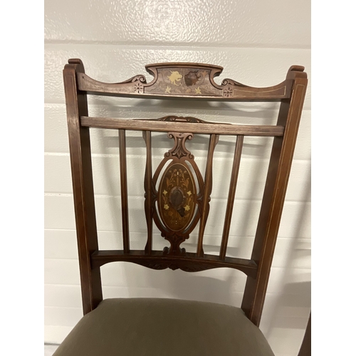 163 - PAIR OF EDWARDIAN MAHOGANY INLAID BEDROOM CHAIRS A/F