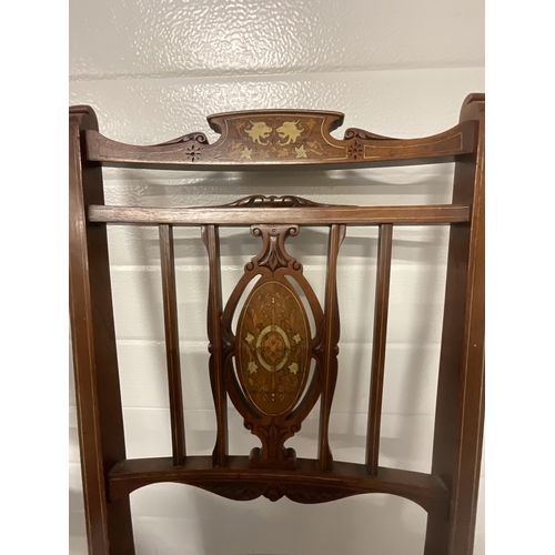 163 - PAIR OF EDWARDIAN MAHOGANY INLAID BEDROOM CHAIRS A/F