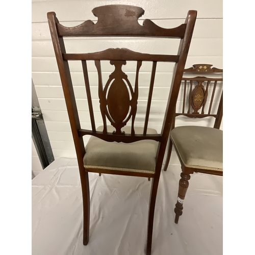 163 - PAIR OF EDWARDIAN MAHOGANY INLAID BEDROOM CHAIRS A/F