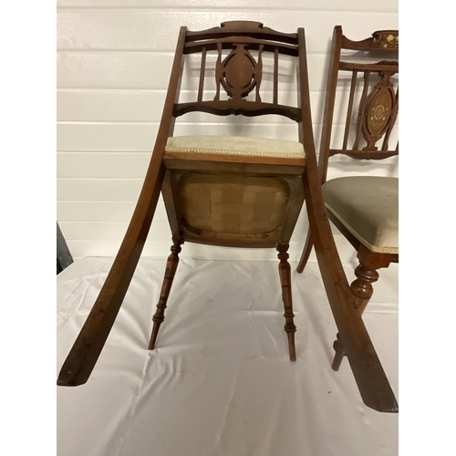 163 - PAIR OF EDWARDIAN MAHOGANY INLAID BEDROOM CHAIRS A/F