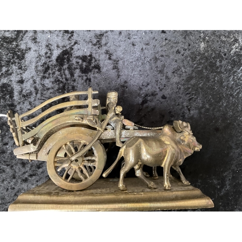 170 - BRASS CHINESE OX AND CART FIGURE