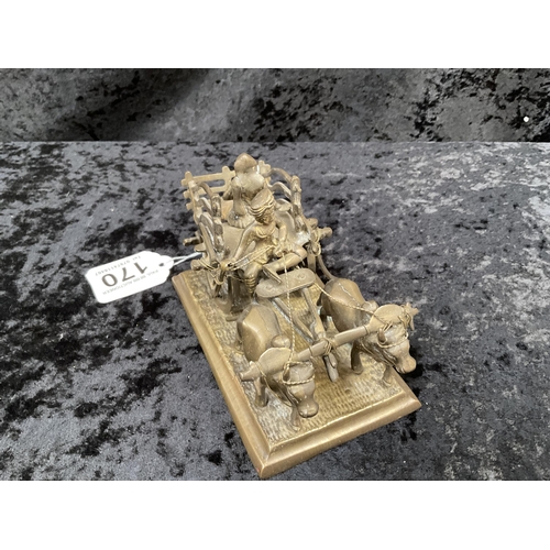 170 - BRASS CHINESE OX AND CART FIGURE