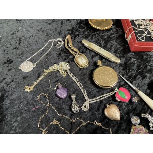 172 - QTY OF COSTUME JEWELLERY WATCHES AND PENKINIFE ETC