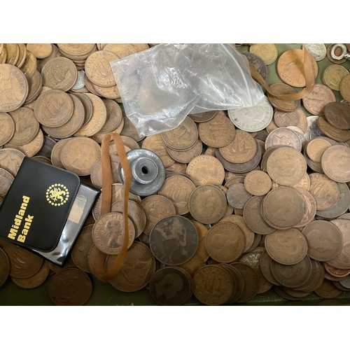 177 - TIN BOX AND COINS