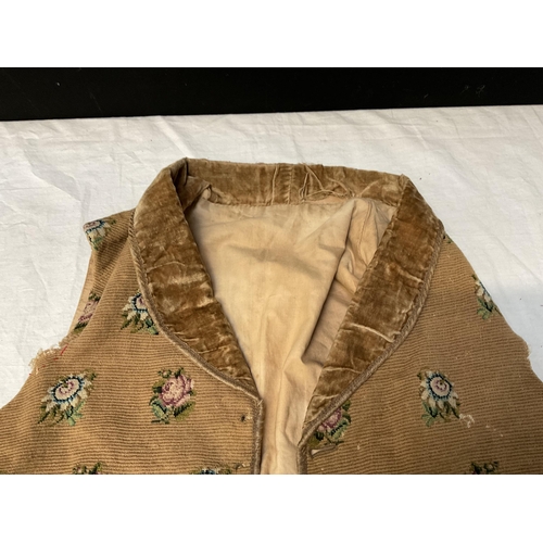 186 - 2 HAND MADE AND EMBROIDERED CHILDRENS WAIST COATS 1843 AND 1863 WITH EMPHERA