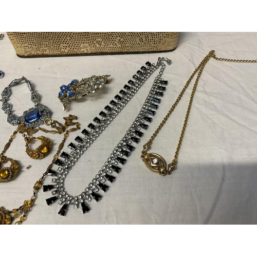 218 - JEWELLERY CASE AND COSTUME JEWELLERY ETC