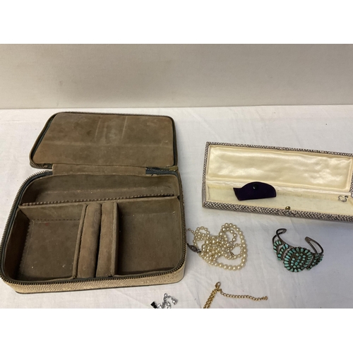 218 - JEWELLERY CASE AND COSTUME JEWELLERY ETC