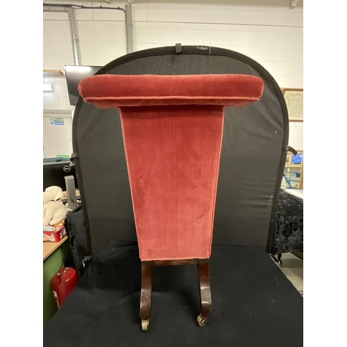 240 - VICTORIAN MAHOGANY UPHOLSTERED PRAYER CHAIR