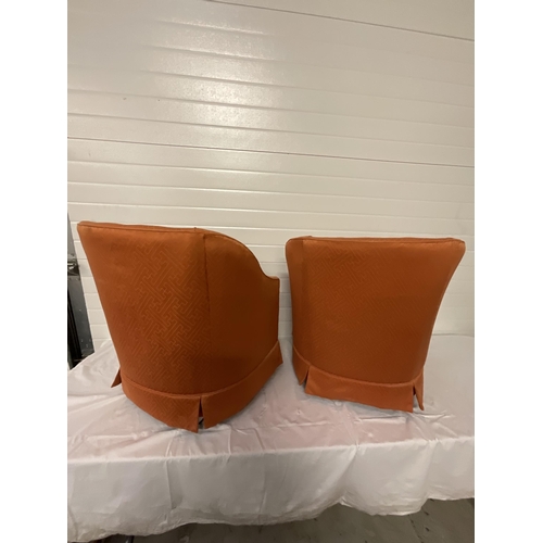 249 - PAIR OF ORANGE UPHOLSTERED TUB CHAIRS