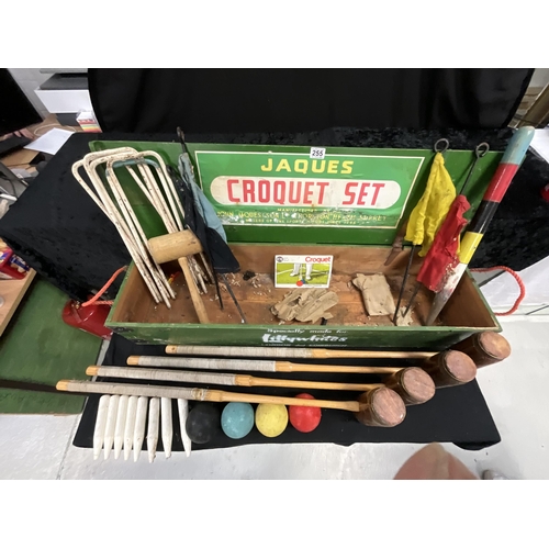 255 - VINTAGE JACQUES OF LONDON CROQUET SET